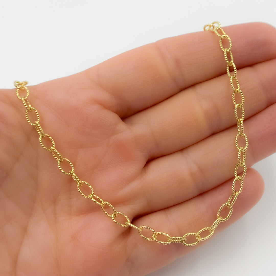 80GP. Gold Plated Sterling Silver Textured Cable Necklace