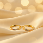 Load image into Gallery viewer, GER77. 14K Tri-Color Gold Diamond-Cut Hollow Hoop Earrings