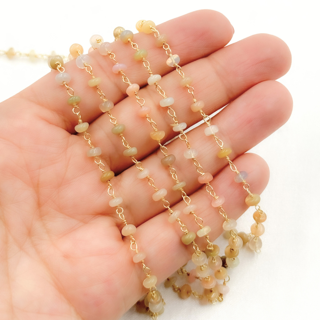 Ethiopian Opal Gold Plated Wire Chain.