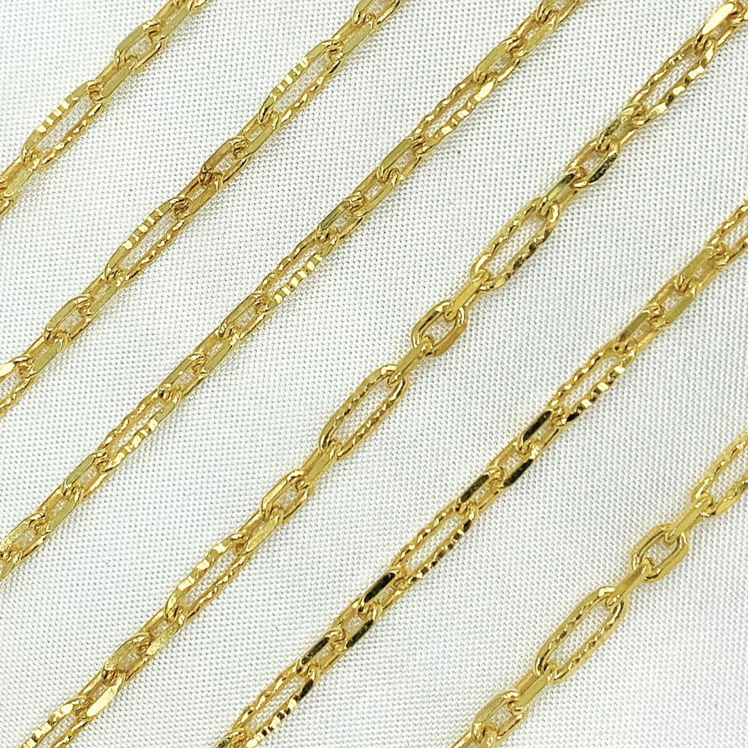 Z22GP. Gold Plated 925 Sterling Silver Hammered Long & Short Oval Link Chain