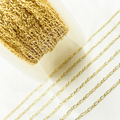 14k Solid Yellow Gold Short & Long Link Chain by Foot