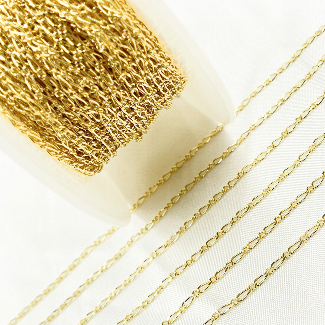 040GA1T2byFt. 14k Solid Yellow Gold Short & Long Link Chain by Foot