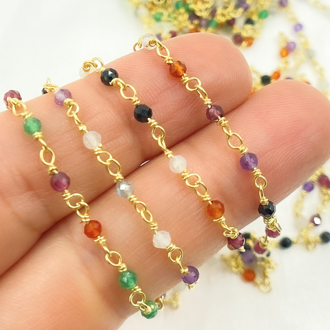 Multi Cubic Zirconia Wire Wrap Chain