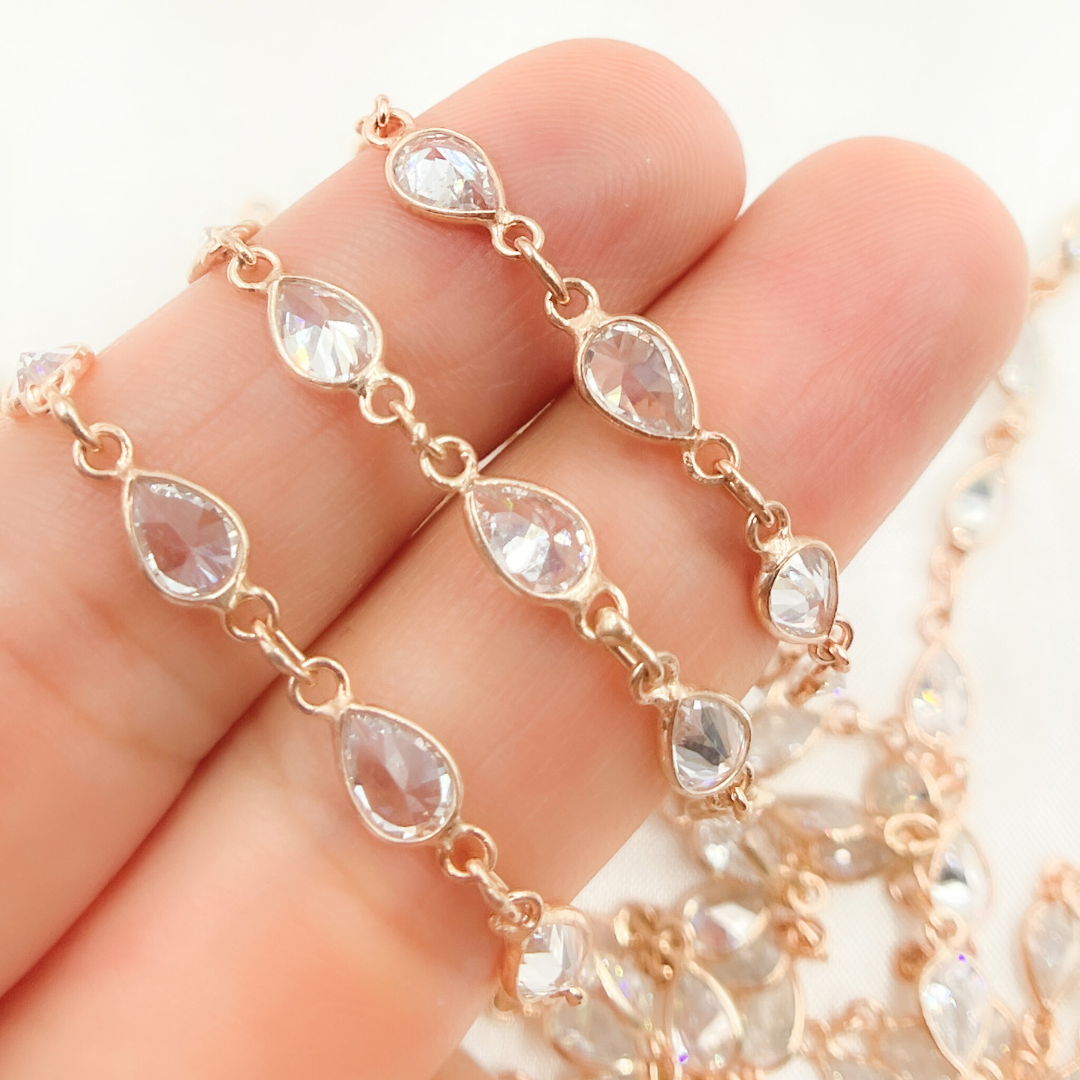 Cubic Zirconia Pear Shape Connected Chain.