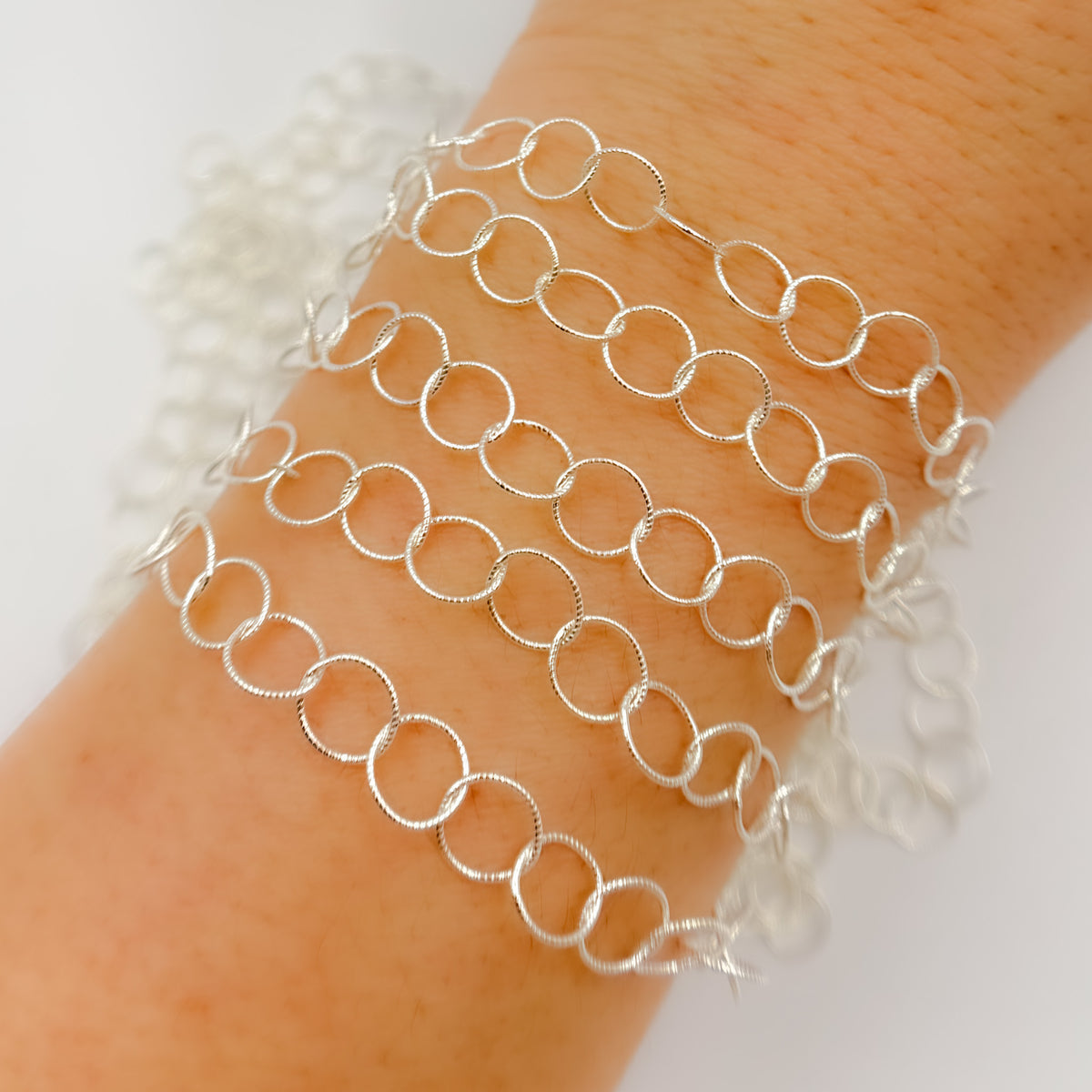 Sterling Silver Twisted Round Link Chain