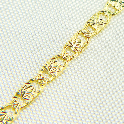 14k Solid Yellow Gold Diamond Cut Marina Link Chain