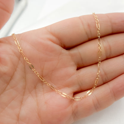 14K Gold-Filled Flat Marina and Cable Links Necklace