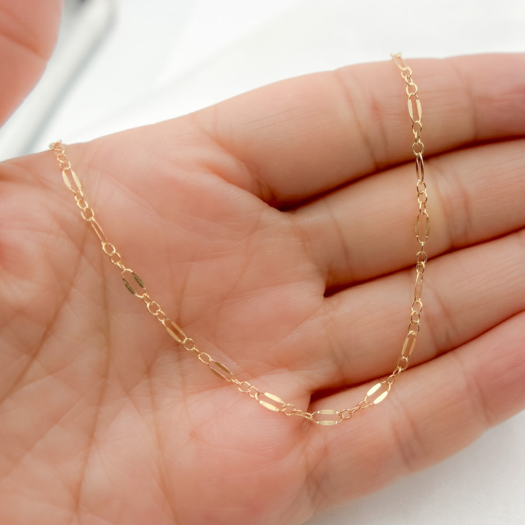 1175GF. 14K Gold-Filled Flat Marina and Cable Links Necklace.