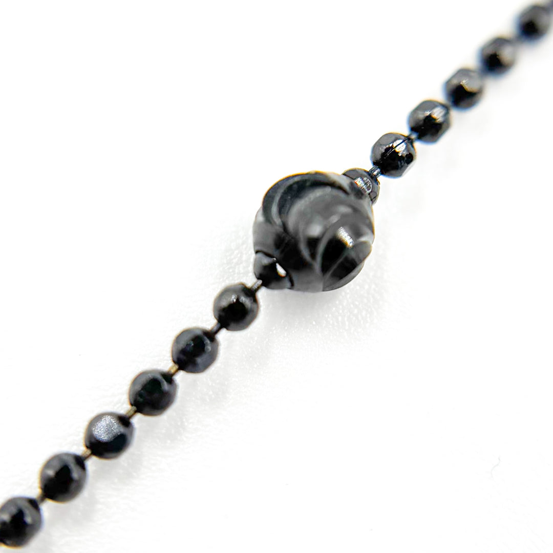 120KPLP3BR. Sterling Silver Black Necklace Satellite