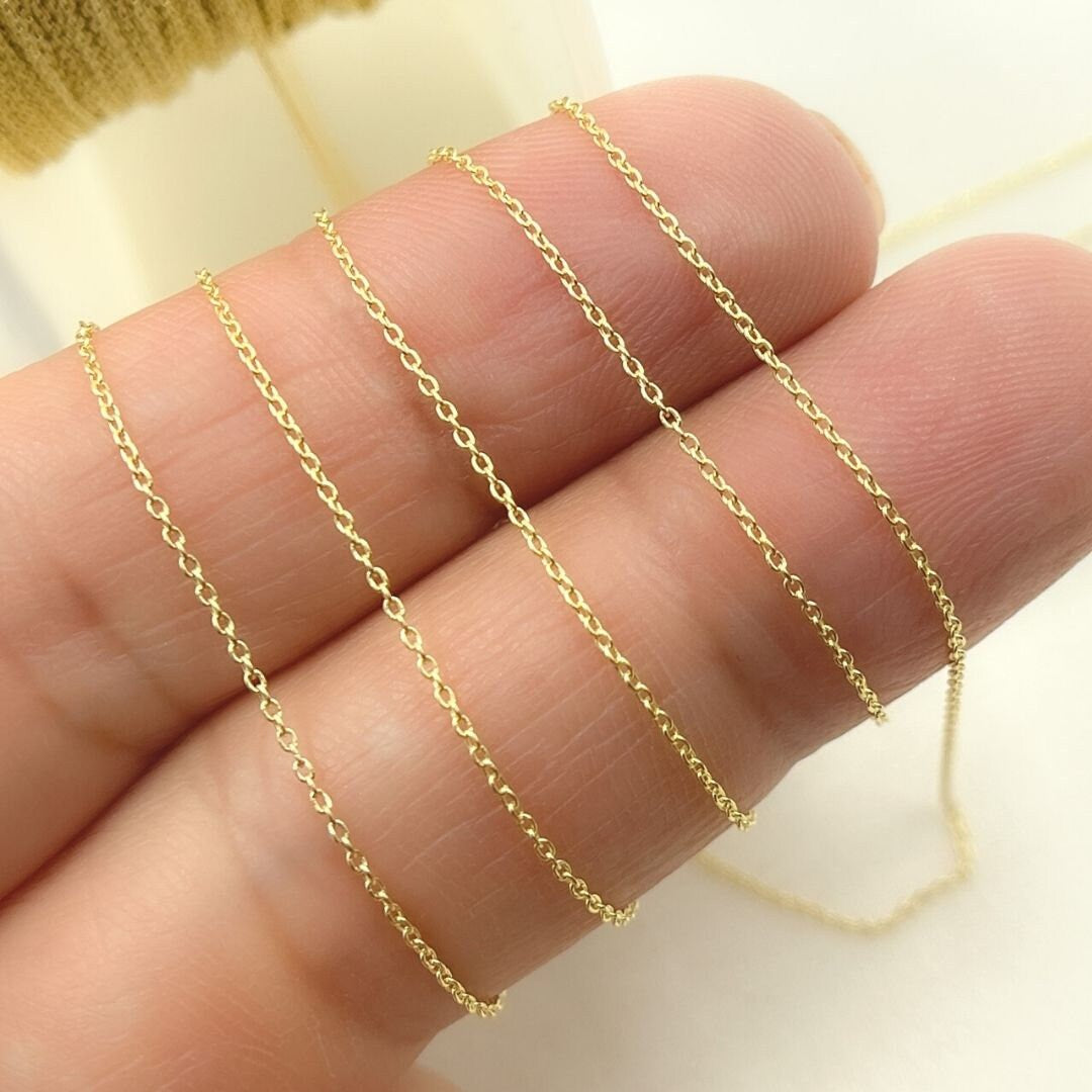 020R01LGbyFt. 14K Solid Gold Cable Chain