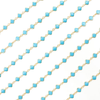 V315ENGF. 14K Gold Filled Enamel Clover Link Chains