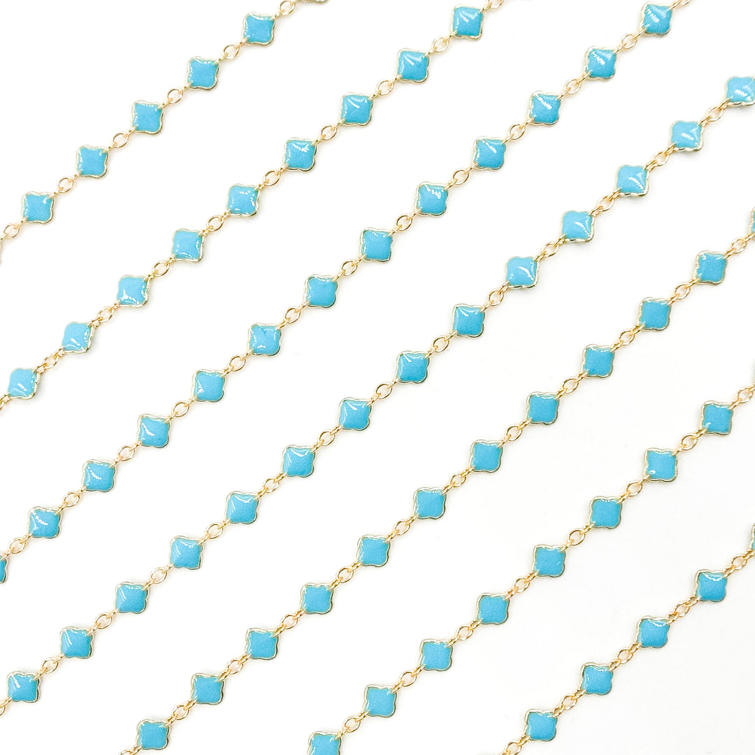 V315ENGF. 14K Gold Filled Enamel Clover Link Chains