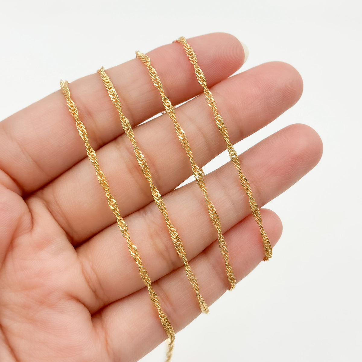 V316GF. 14K Gold Filled Twisted Singapore Unfinished Chain