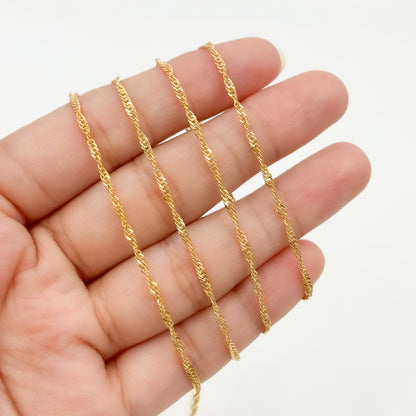V316GF. 14K Gold Filled Twisted Singapore Unfinished Chain