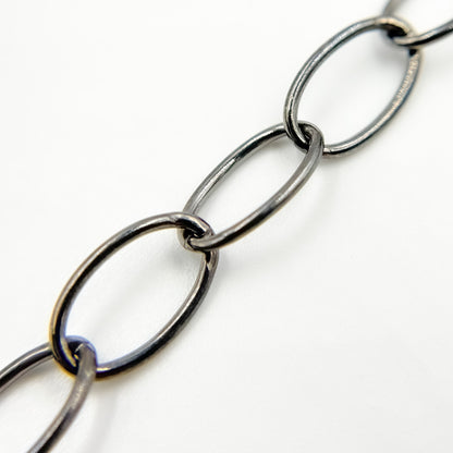 lack Rhodium Sterling Silver Oval Link Chain