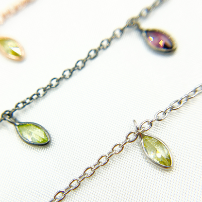 Multi Color Cubic Zirconia Marquise Shape Dangle Chain