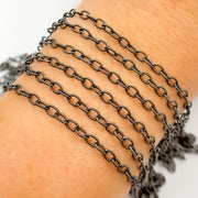 Black Rhodium Sterling Silver Twisted Oval Link Chain