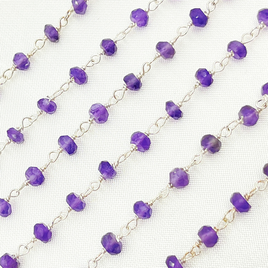 Amethyst 925 Sterling Silver Wire Chain