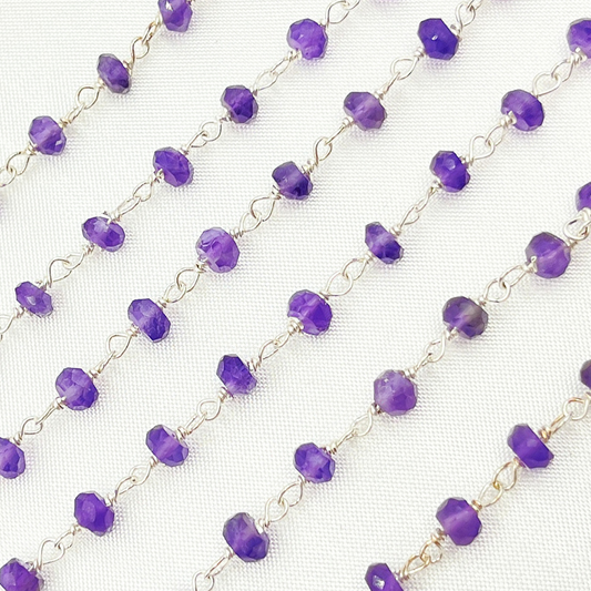 Amethyst 925 Sterling Silver Wire Chain
