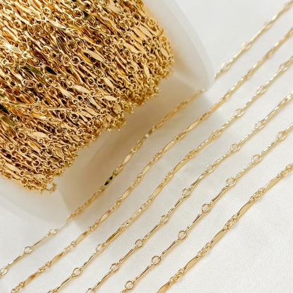 14K Gold Filled Dapped Bar Chain
