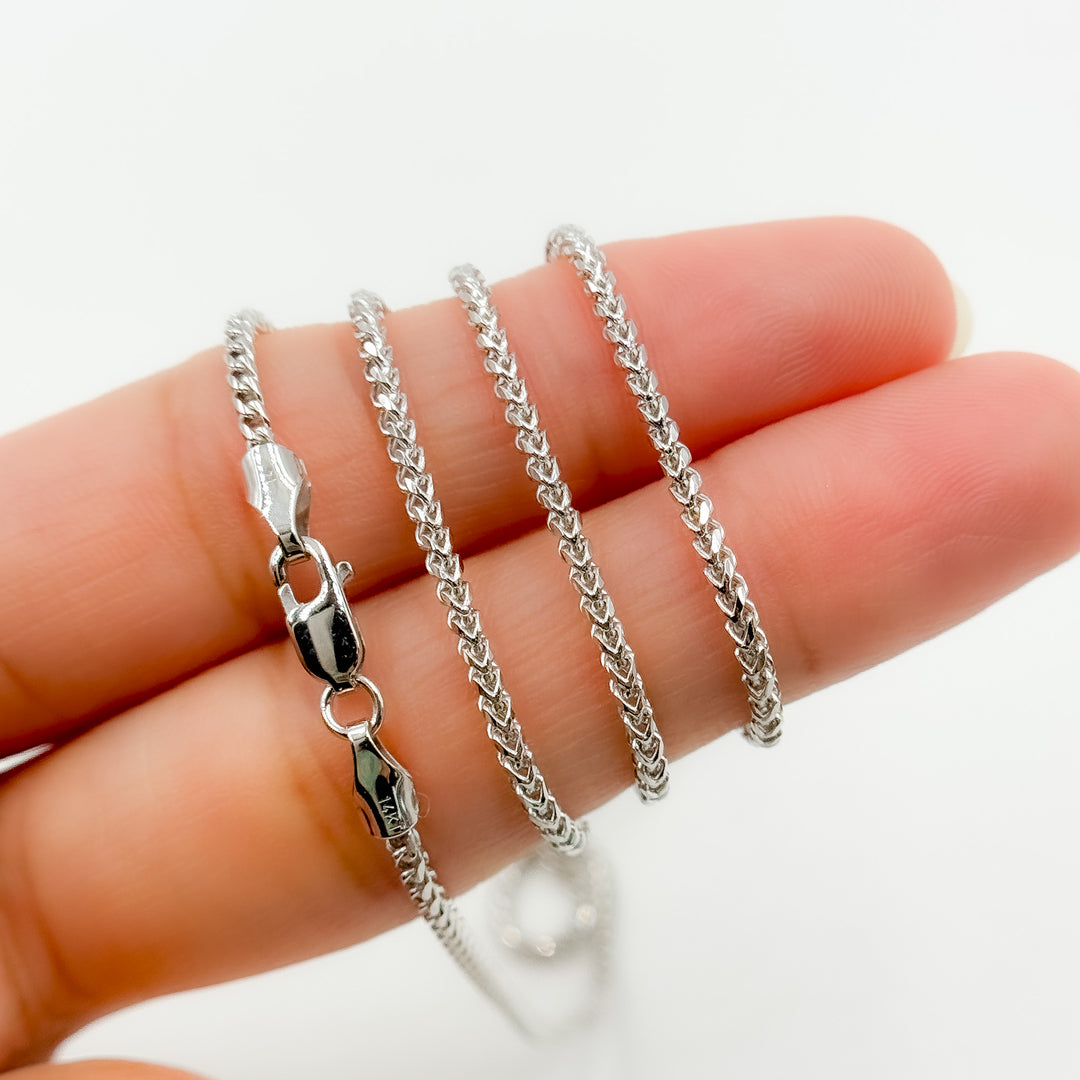 050FRDTL426WG. 14K White Solid Gold Franco Link Chain