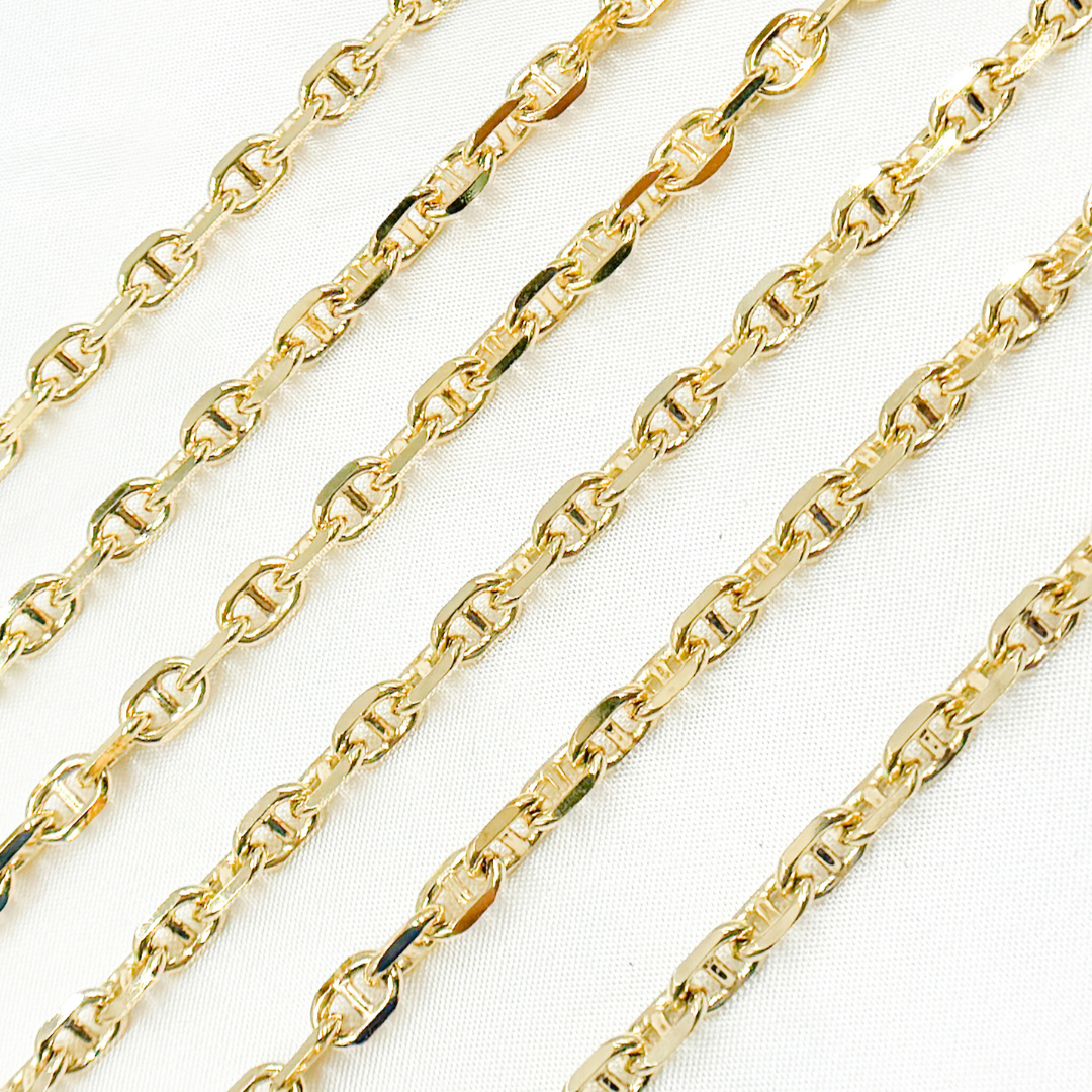 Y10GP. Gold Plated 925 Sterling Silver Diamond Cut Marina Chain