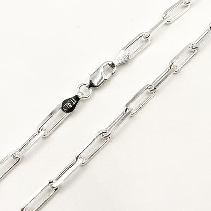 Sterling Silver Diamond Cut Paperclip Necklace