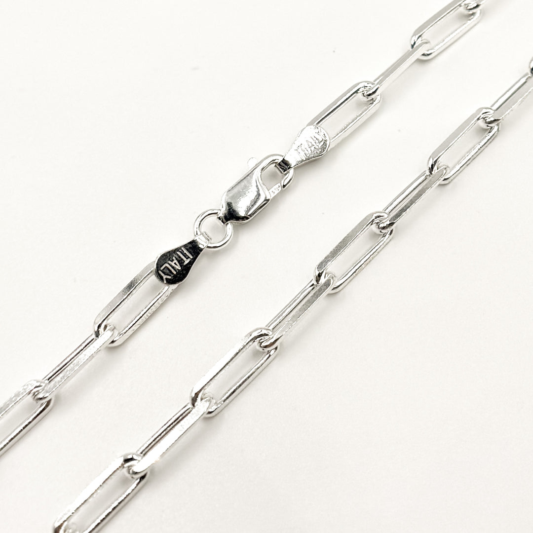 Sterling Silver Diamond Cut Paperclip Necklace