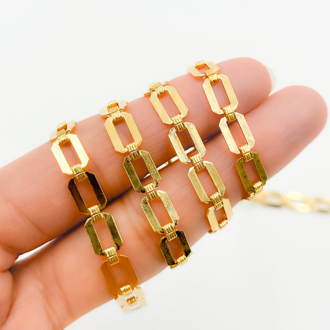 60GF. 14K Gold-Filled Modern Rectangular Fancy Link Chain