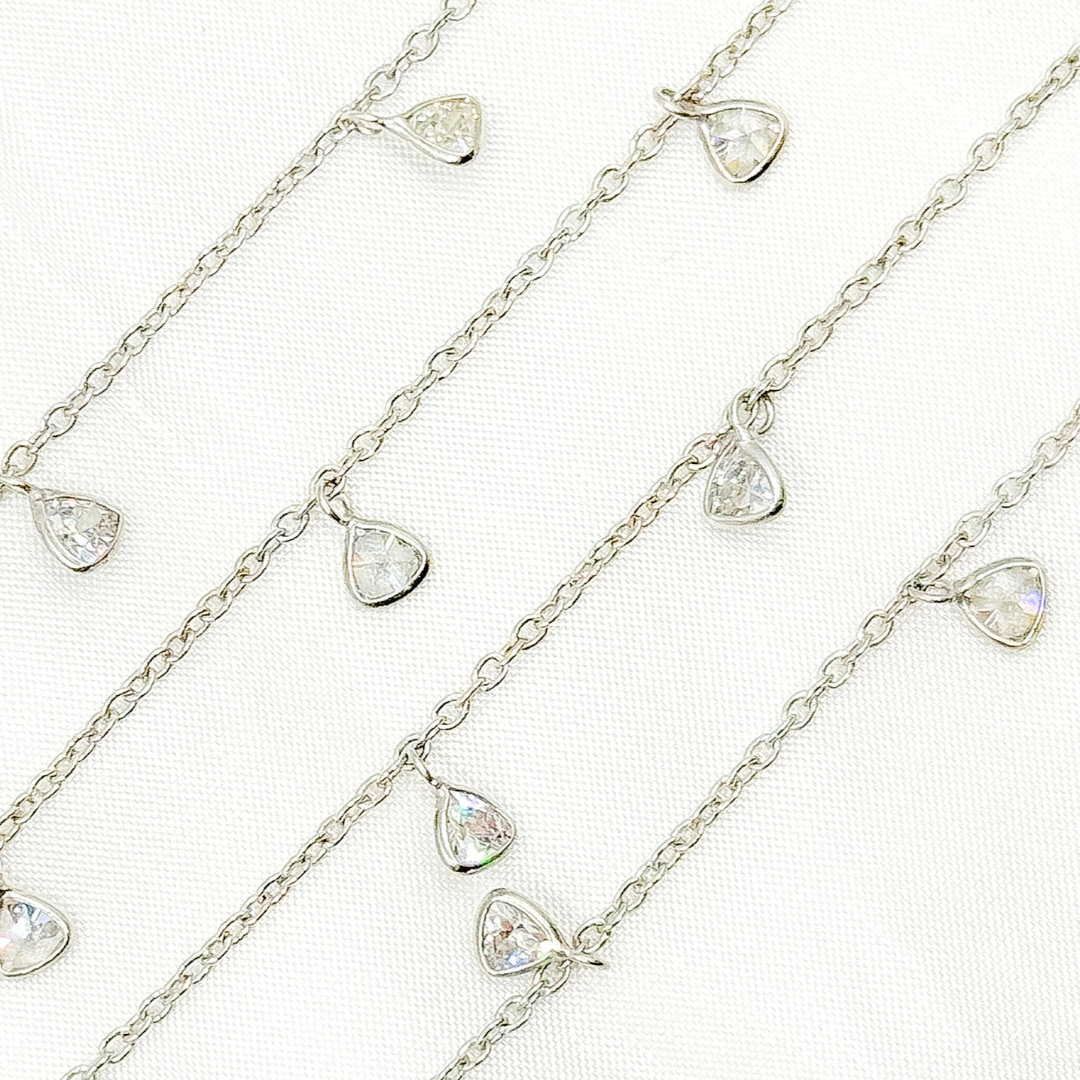 Cubic Zirconia Triangle 4mm Shape Dangle Chain. CZ6