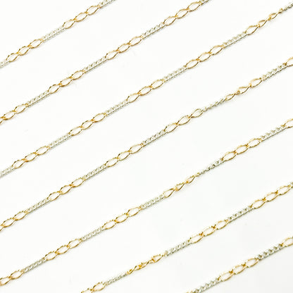 1653CTT.  Gold Filled and Sterling Silver Long and Short Link Chain