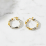 Load image into Gallery viewer, GER32. 14K Solid Gold Twist Round Classic Hollow Hoop Earrings