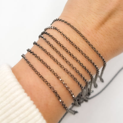 Black Rhodium Sterling Silver Diamond Shape Link Chain