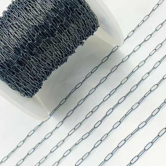 Black Rhodium Sterling Silver Paperclip Chain