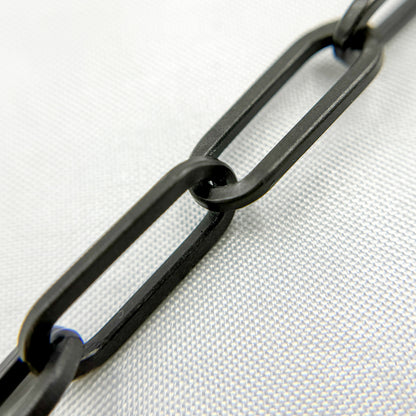 Black Rhodium 925 Sterling Silver Matt Flat Paperclip Chain