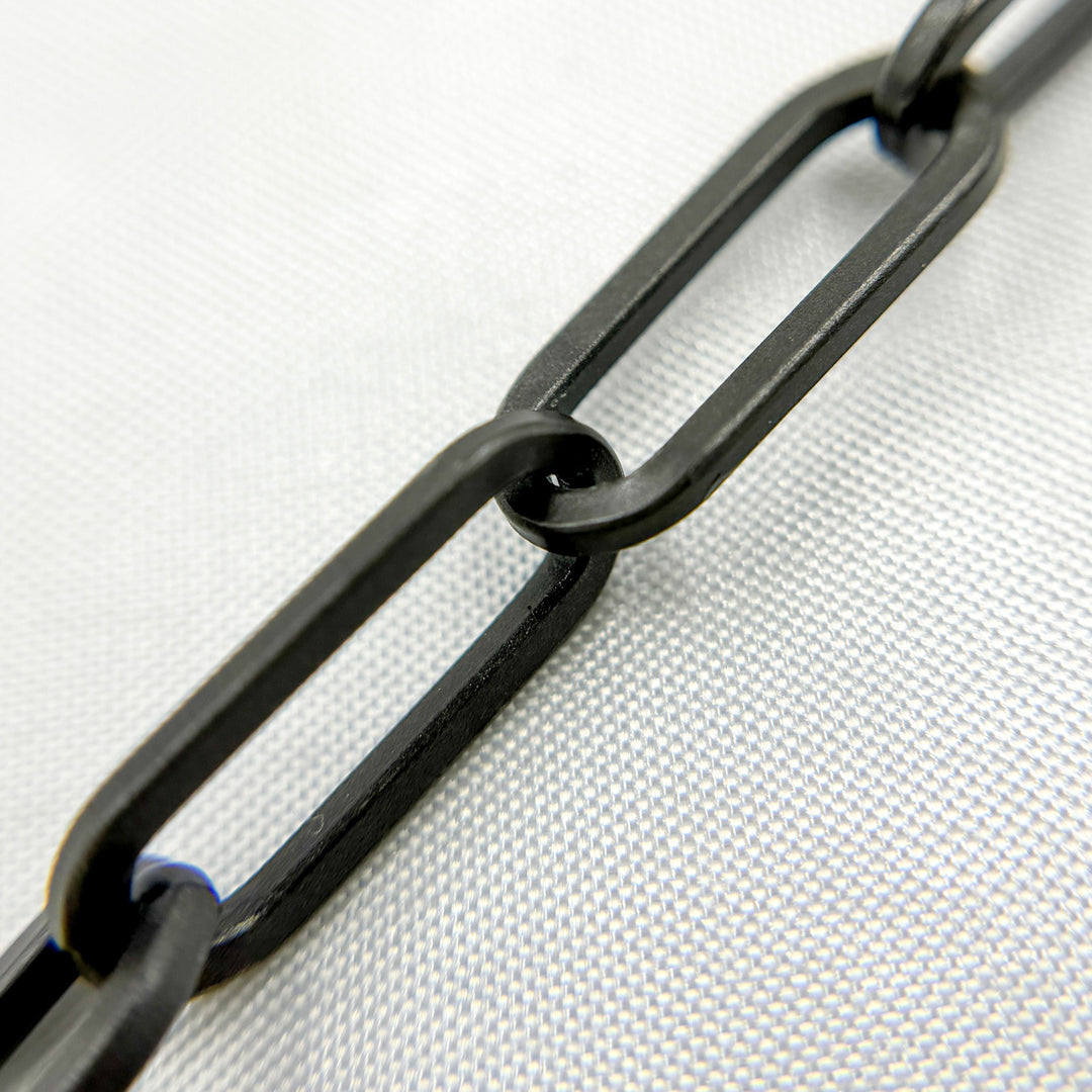 Black Rhodium 925 Sterling Silver Matt Flat Paperclip Chain