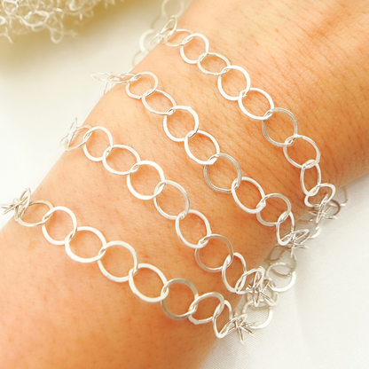 Sterling Silver Flat Round Link Chain