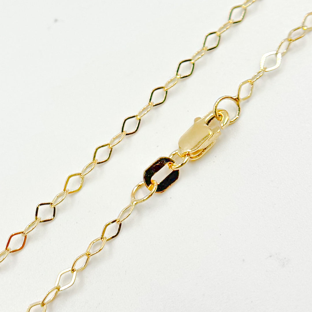 03014575RL. 14K Solid Gold Rhomb Link Necklace