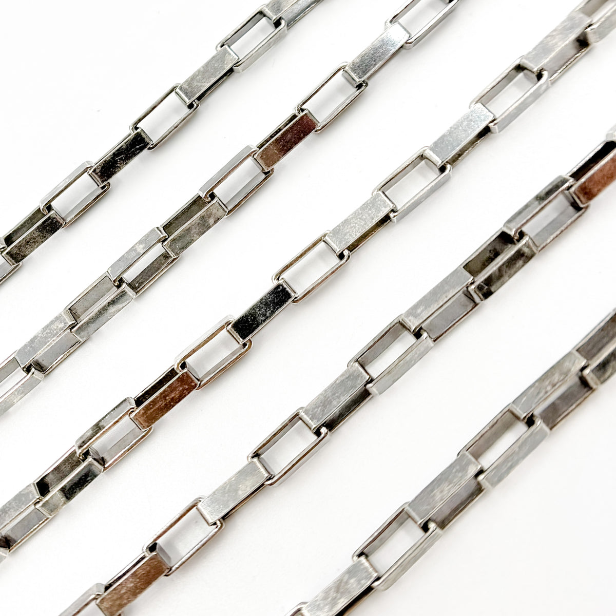 Oxidized Sterling Silver Box Link Chain