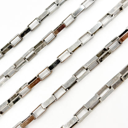 Oxidized Sterling Silver Box Link Chain