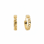 Load image into Gallery viewer, GER108. 14K Solid Gold Hollow Hoop with Flat and Curb section