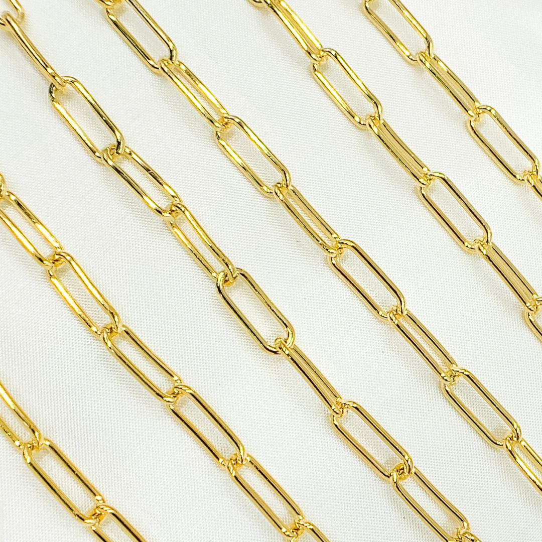 V6GP. Gold Plated 925 Sterling Silver Smooth Paperclip Chain