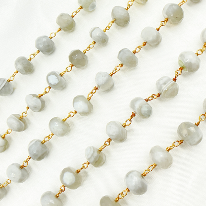Blue Lace Agate Gold Plated Wire Chain.