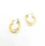Load image into Gallery viewer, GER19. 14K Two-Tone Gold Hollow Hoop Earrings