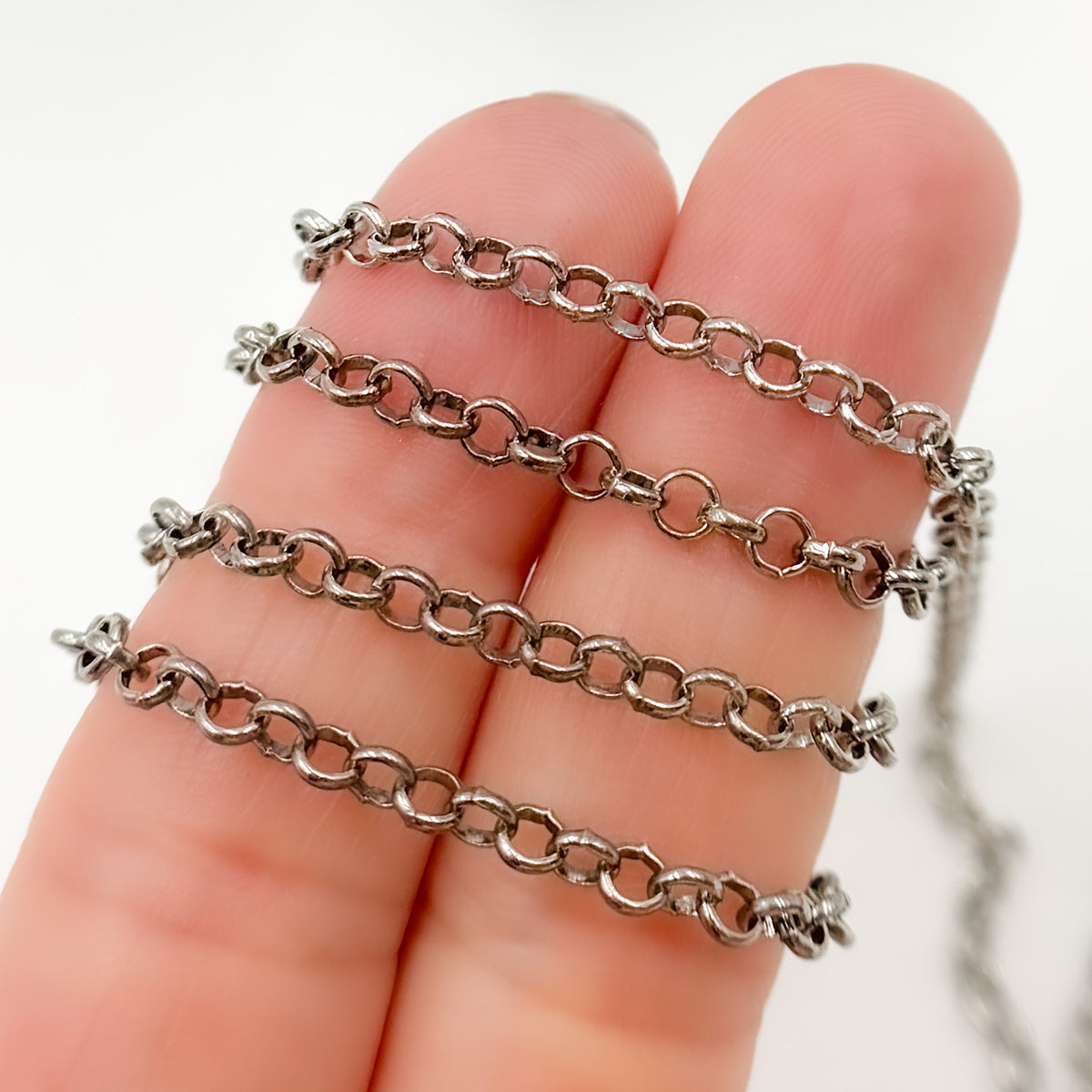 Oxidized Sterling Silver Rolo Chain