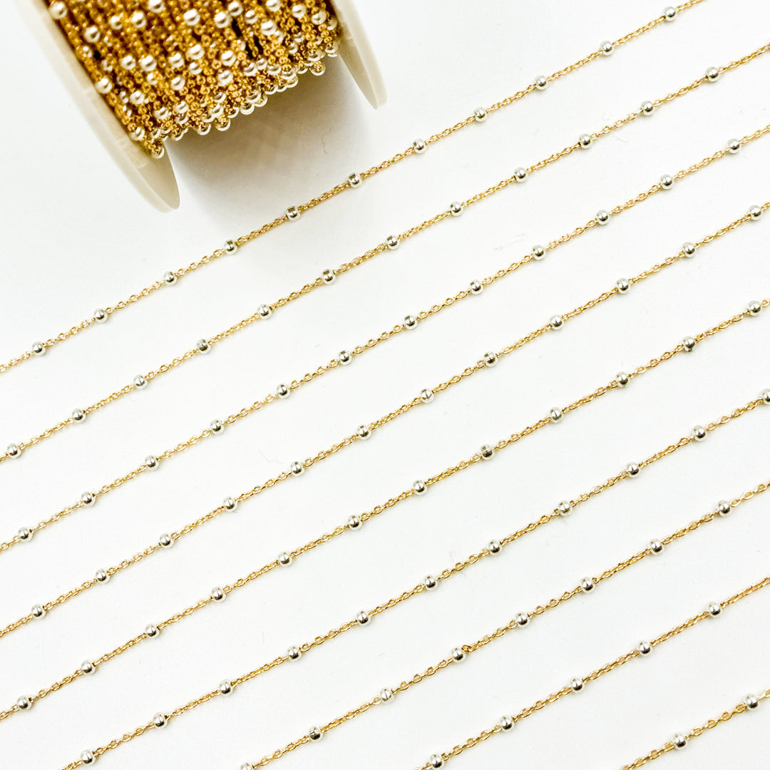 V288TT. Gold Filled with Sterling Silver Beads Satellite Chain