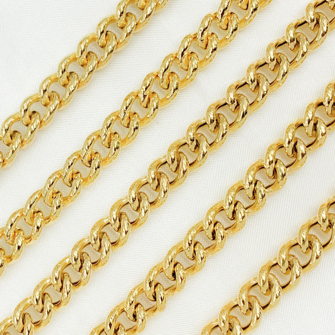 Gold Plated 925 Sterling Silver Hollow Round Curb Chain. Y5GP