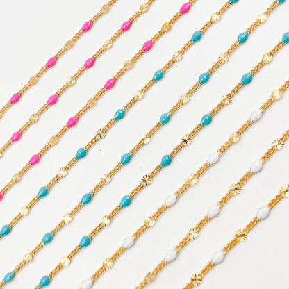 14K Gold Filled Enamel Marina Link Chains