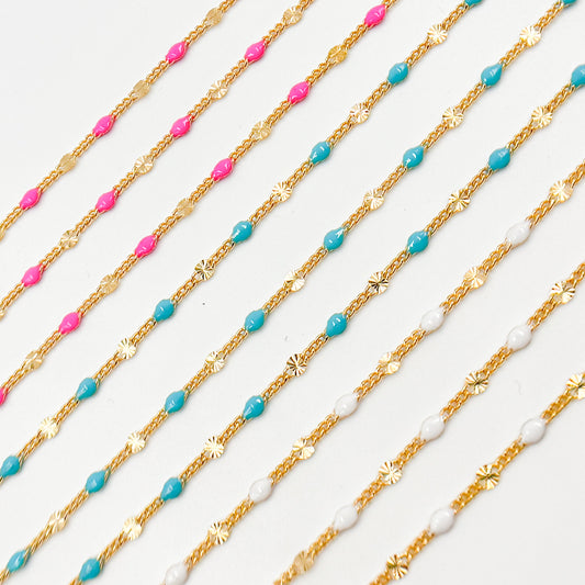 14K Gold Filled Enamel Marina Link Chains