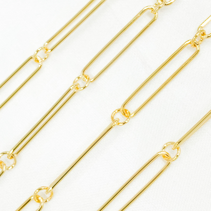 Gold Plated 925 Sterling Silver Smooth Oval and Round Link Chain.